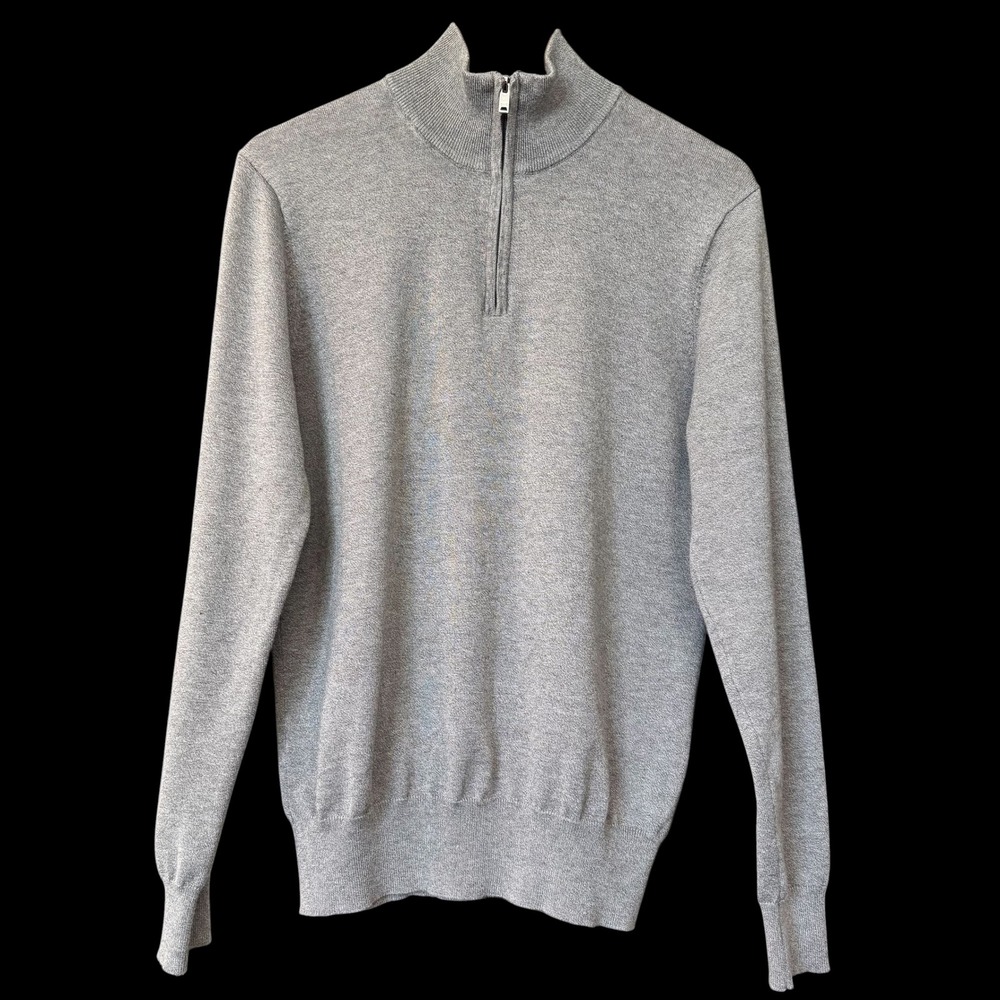 CIAO Italy Men's Gray Mock Neck Quarter Zip Knit Sweater‎ Size M #404